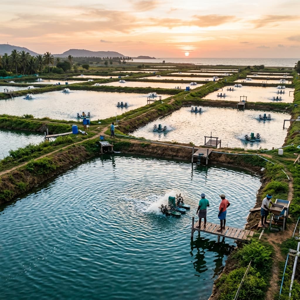 Aquaculture shrimp farming in India