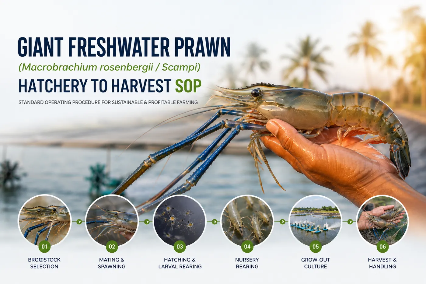 Giant Freshwater Prawn (Macrobrachium rosenbergii / Scampi) Hatchery to Harvest SOP