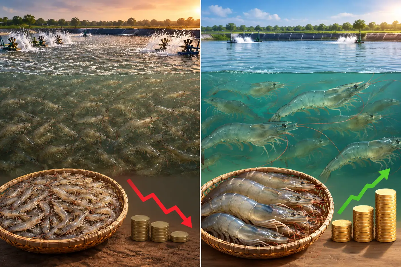 High-Density vs Low-Density Shrimp: Why 25 PL/m² Often Makes More Net Profit Than 80 PL/m²