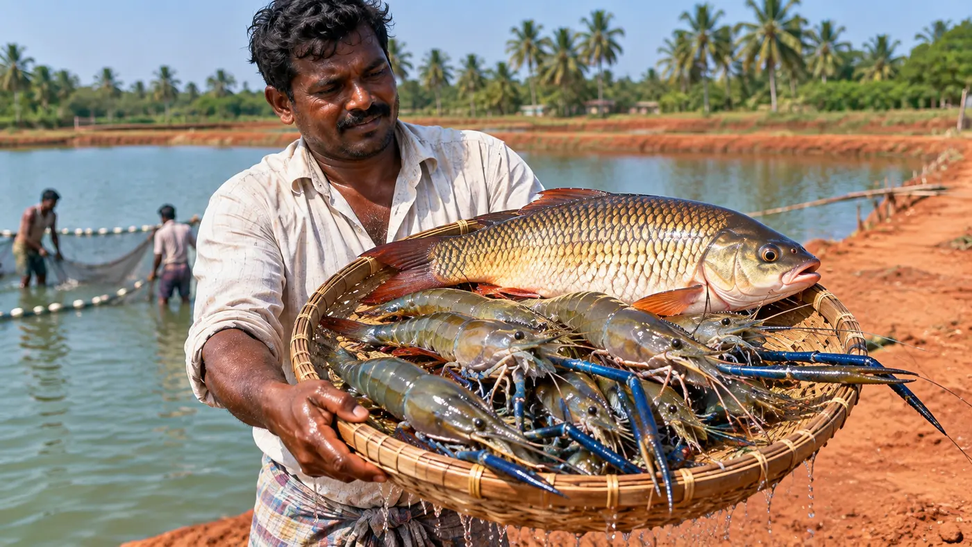 Scampi + Rohu Polyculture: How Adding Freshwater Prawns to Carp Ponds Increases Profits by 40% Without Extra Feed
