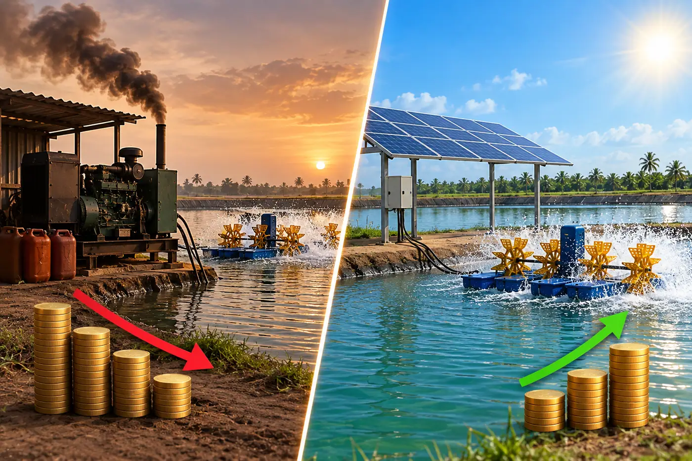 Diesel Generators vs Solar Aeration: How Coastal Shrimp Farms Cut Electricity Bills by 50%