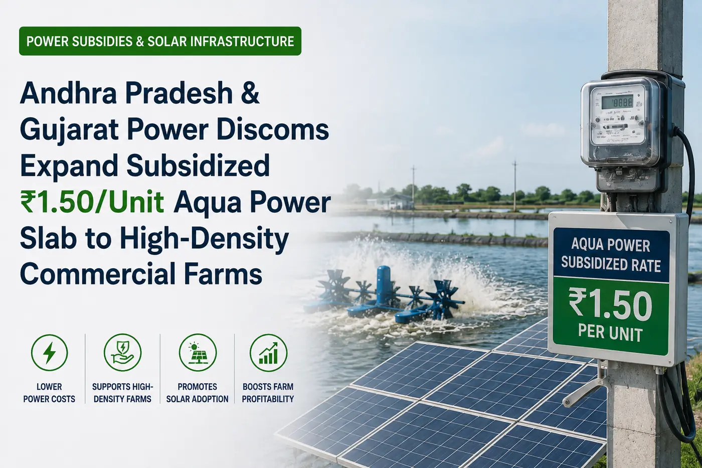 Andhra Pradesh & Gujarat Power Discoms Expand Subsidized ₹1.50/Unit Aqua Power Slab to High-Density Commercial Farms